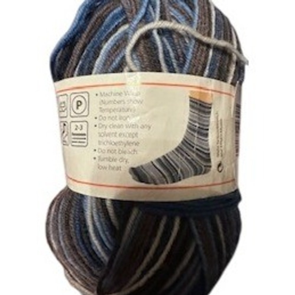 Regia Stretch Crazy Color Sock Yarn 100g Blue Grey Multi Wool Blend Fingering - Picture 3 of 4